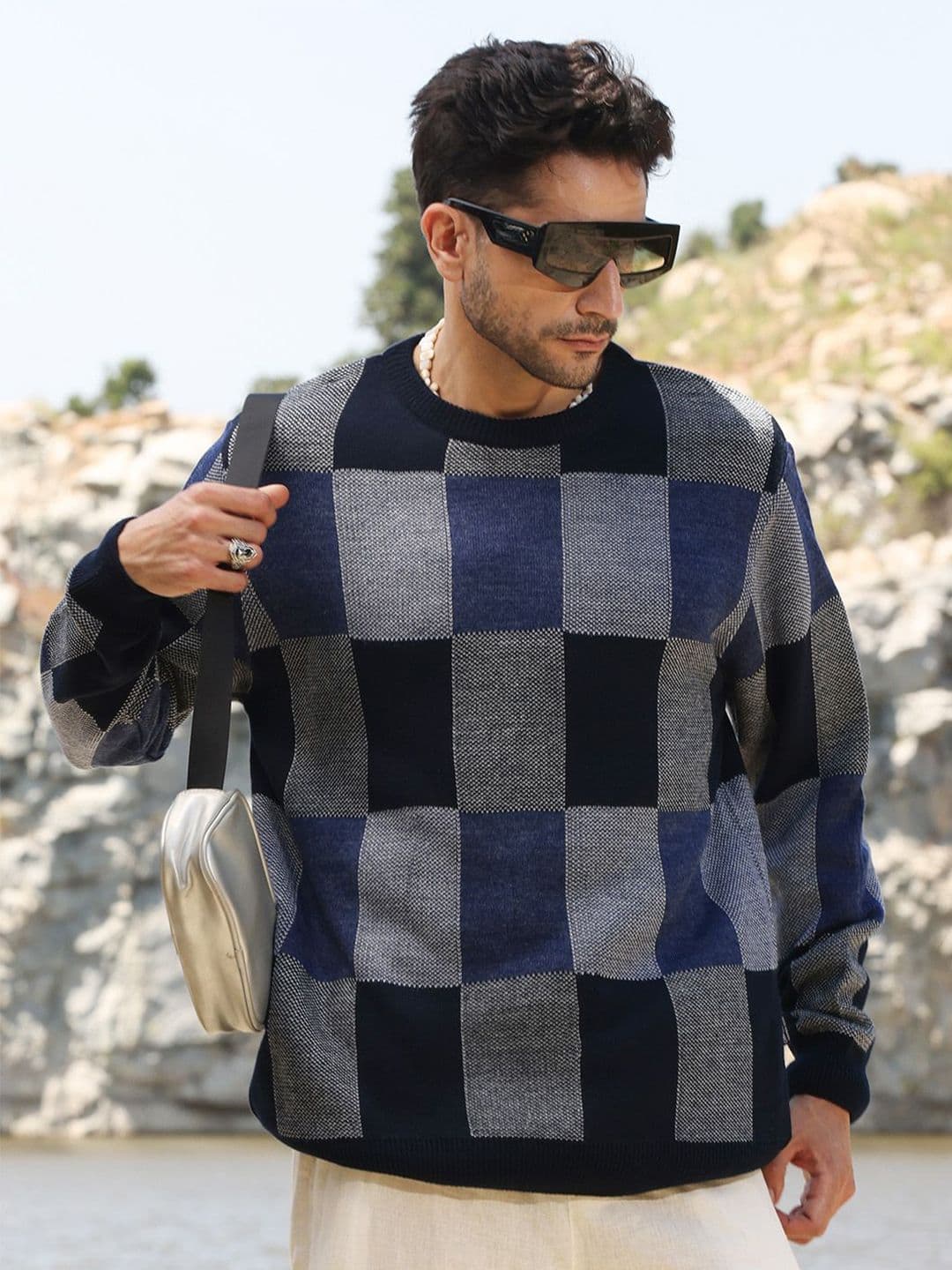 CAHOOT Men Checked Woollen Pullover - view 1