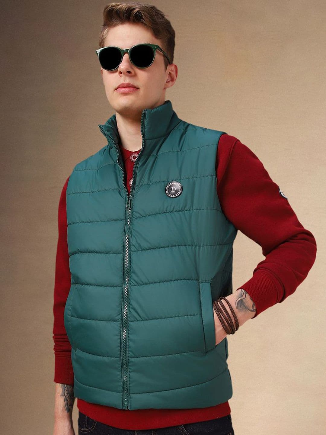Dennis Lingo Men Stand Collar Sleeveless Padded Jacket - view 1
