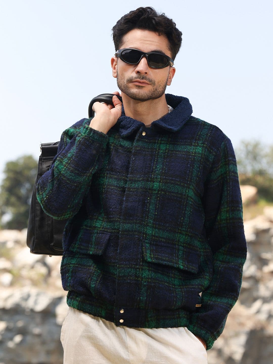 CAHOOT Men Cotton Checked Lightweight Biker Jacket - view 1