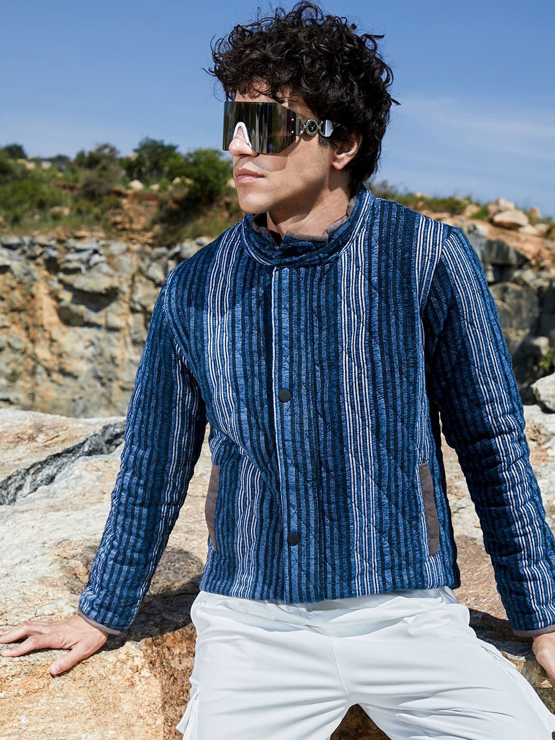 CAHOOT Men Striped Lightweight Cotton Bomber Jacket - view 1
