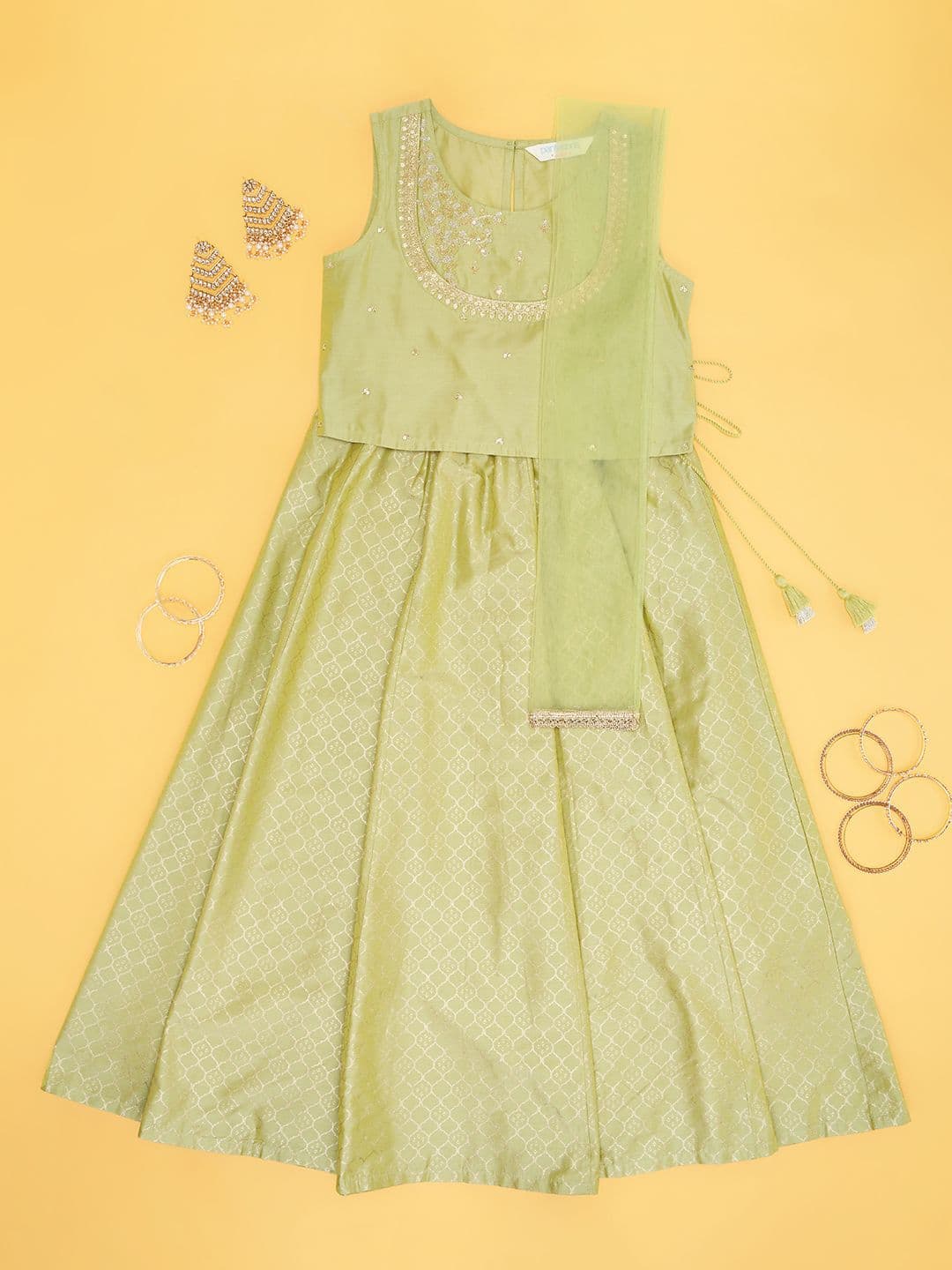 AKKRITI BY PANTALOONS Girls Sequinned Ready to Wear Lehenga & Blouse With Dupatta - view 1