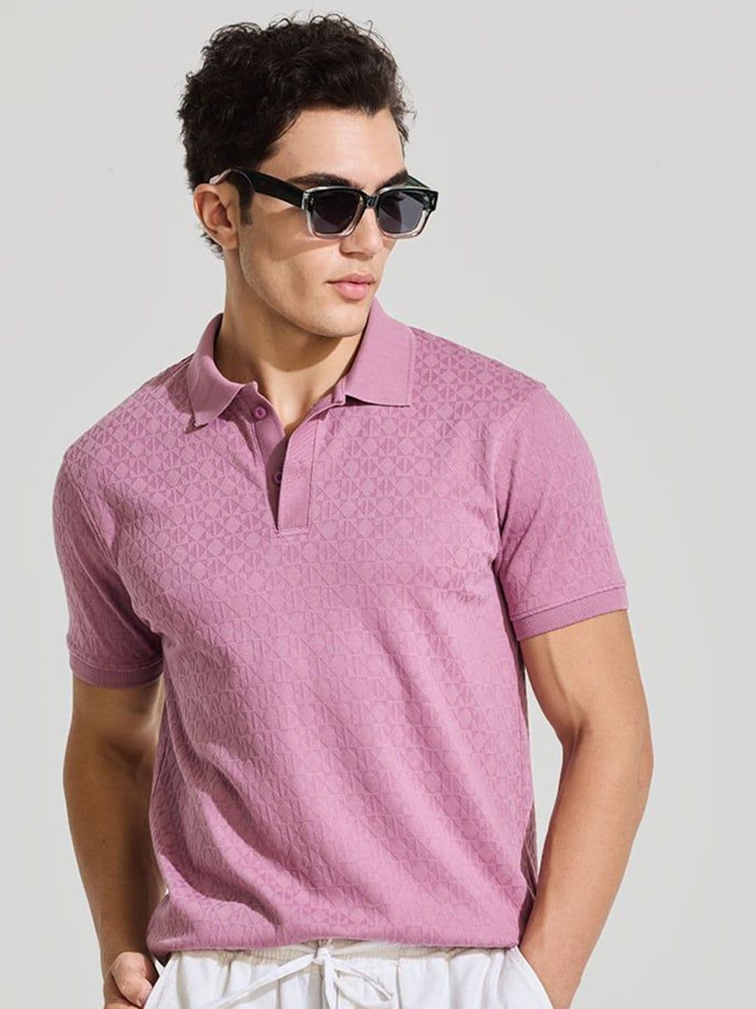 Snitch Men Self Design Polo Collar Cotton Regular Fit T-shirt - view 1
