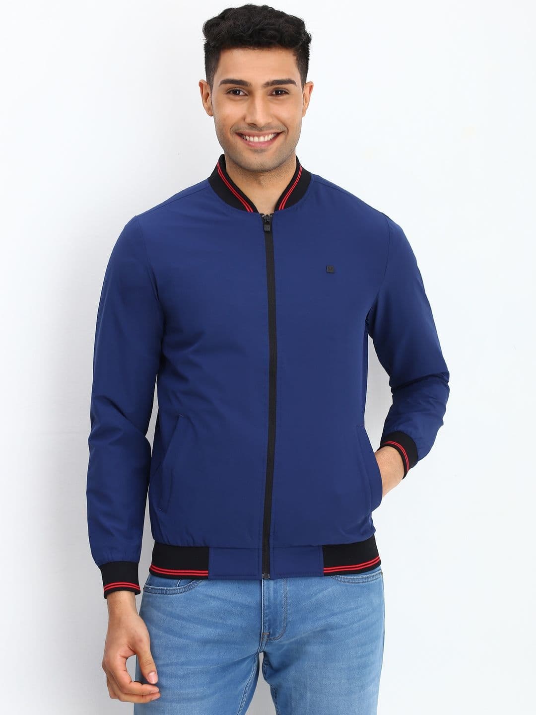 Allen Solly Men Solid Stand Collar Open Front Jacket - view 1