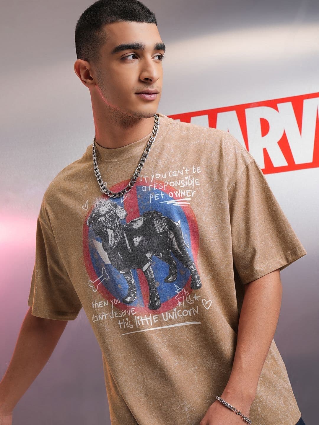 HIGHLANDER Marvel Men Deadpool Oversized Drop Shoulder Tshirt - view 1