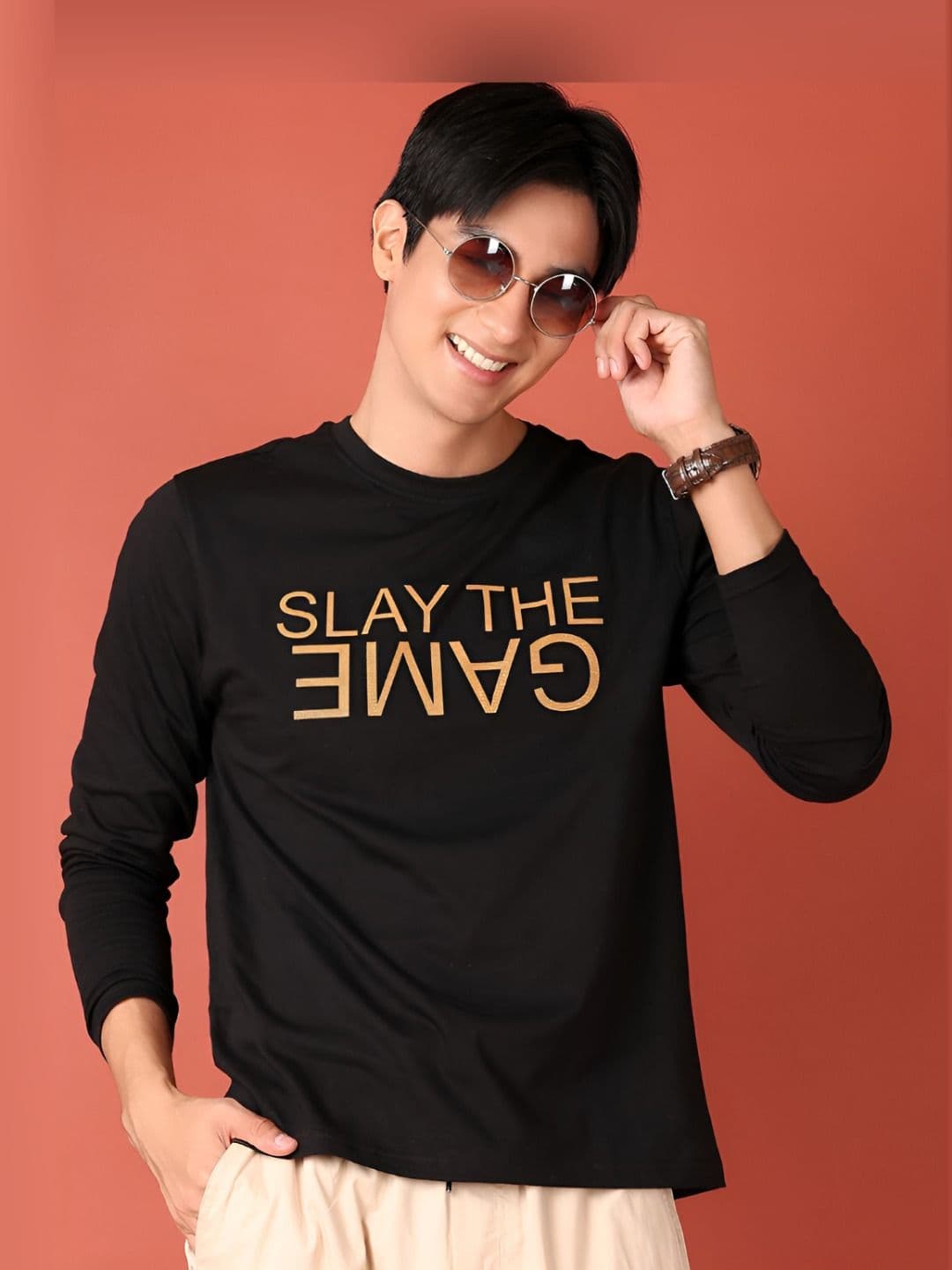 V-Mart Men Typography Printed Round Neck Cotton T-shirt - view 1