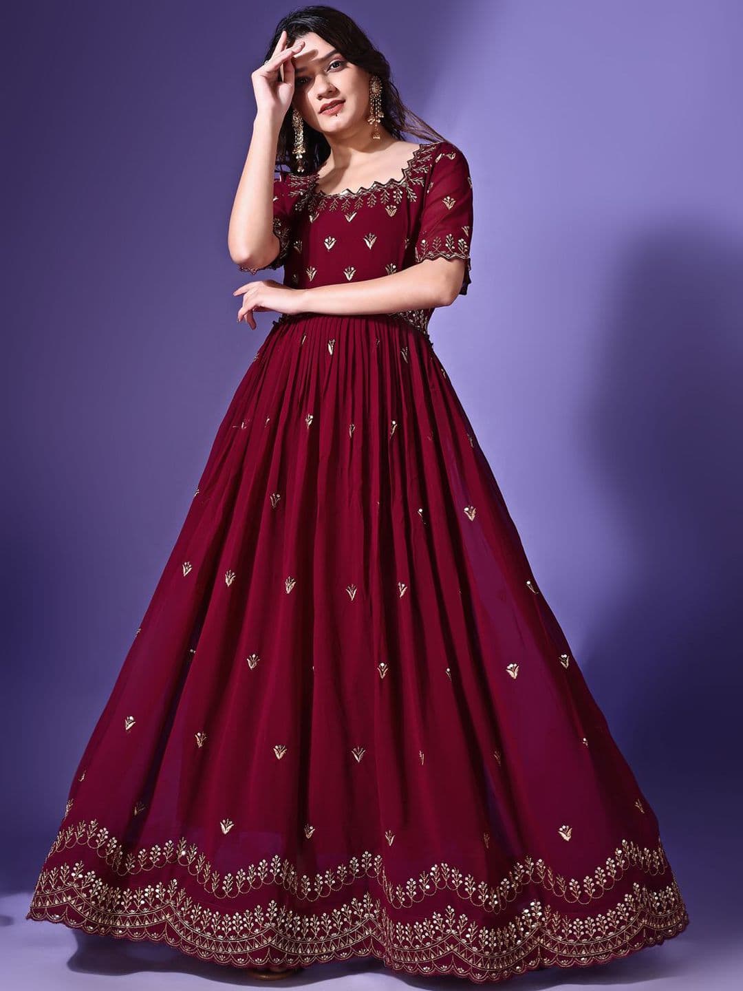 KALINI Embroidered Fit & Flared Ethnic Dress - view 1
