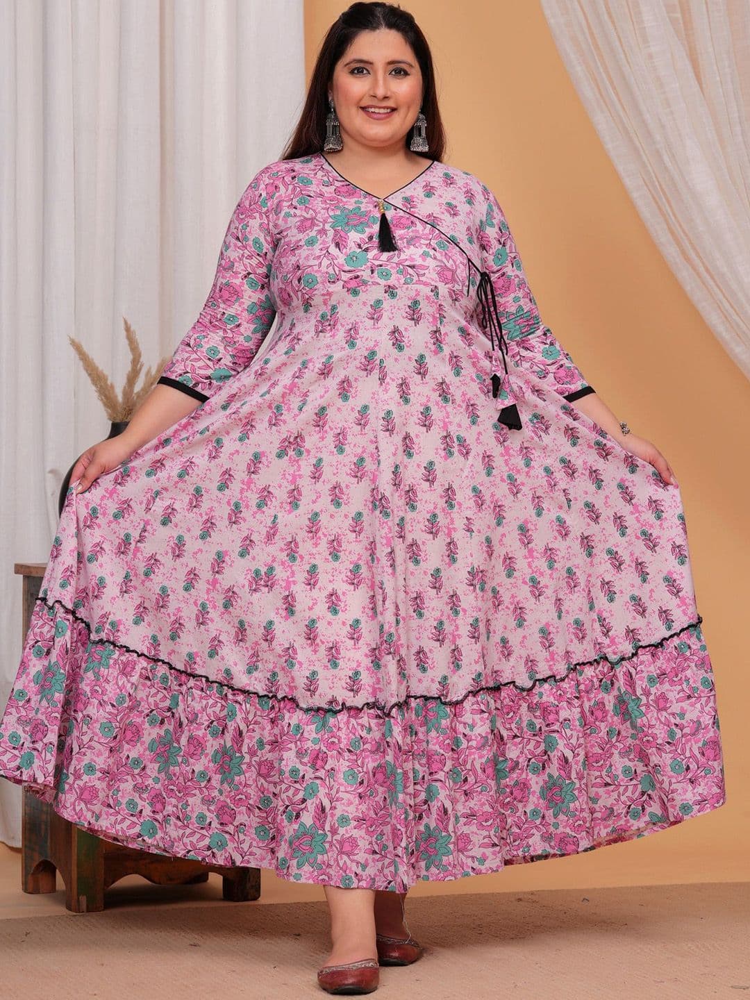 LABULY Women Plus Size Pure Cotton Floral Printed Anarkali Kurta - view 1