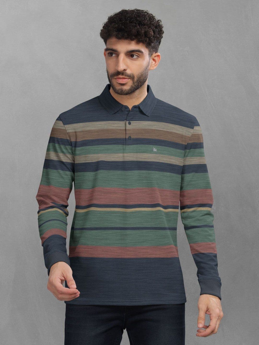 BULLMER Men Striped Polo Collar T-shirt - view 1