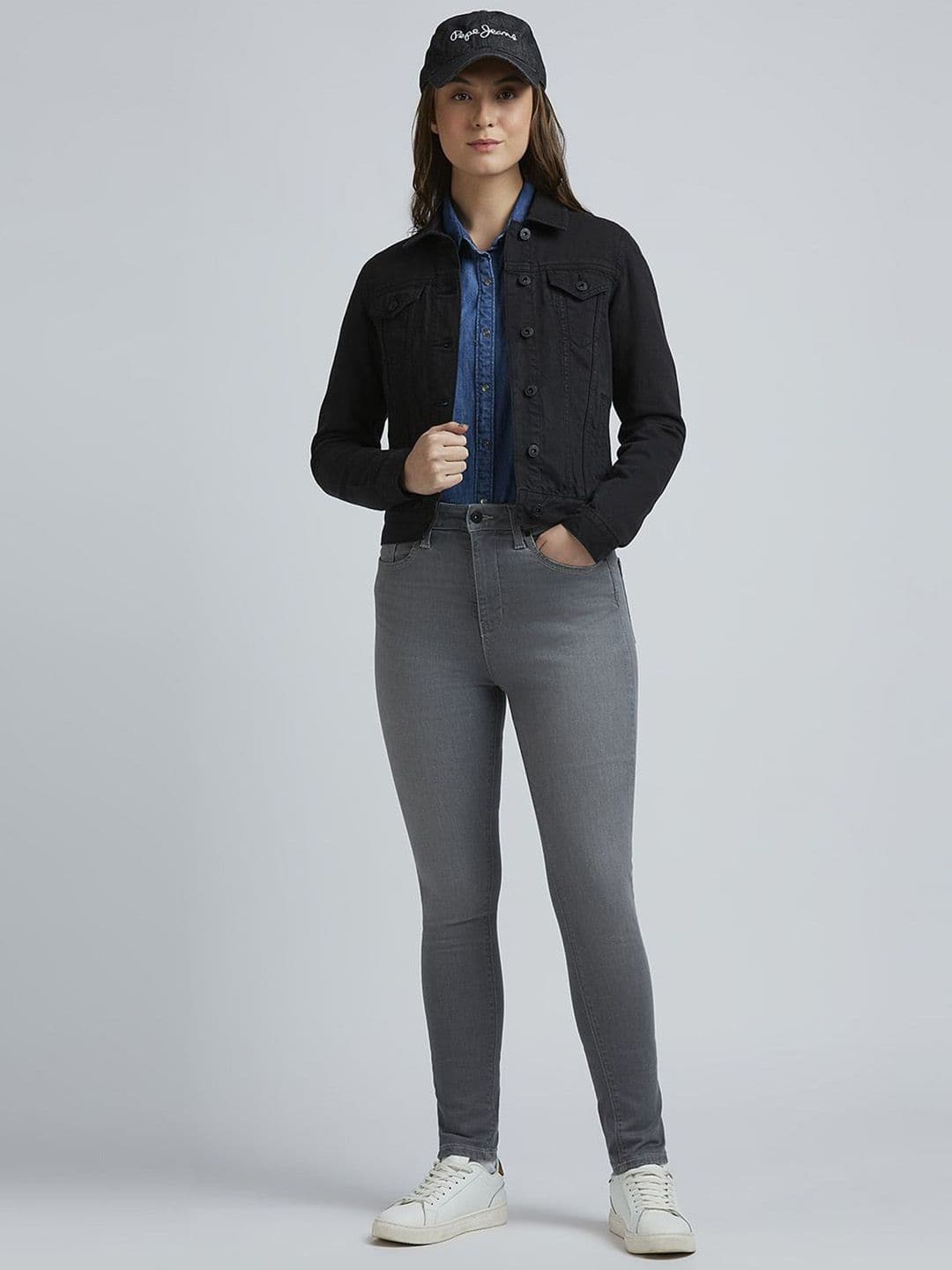 Pepe Jeans Women Spread Collar Solid Cotton Casual Denim Jacket - view 1