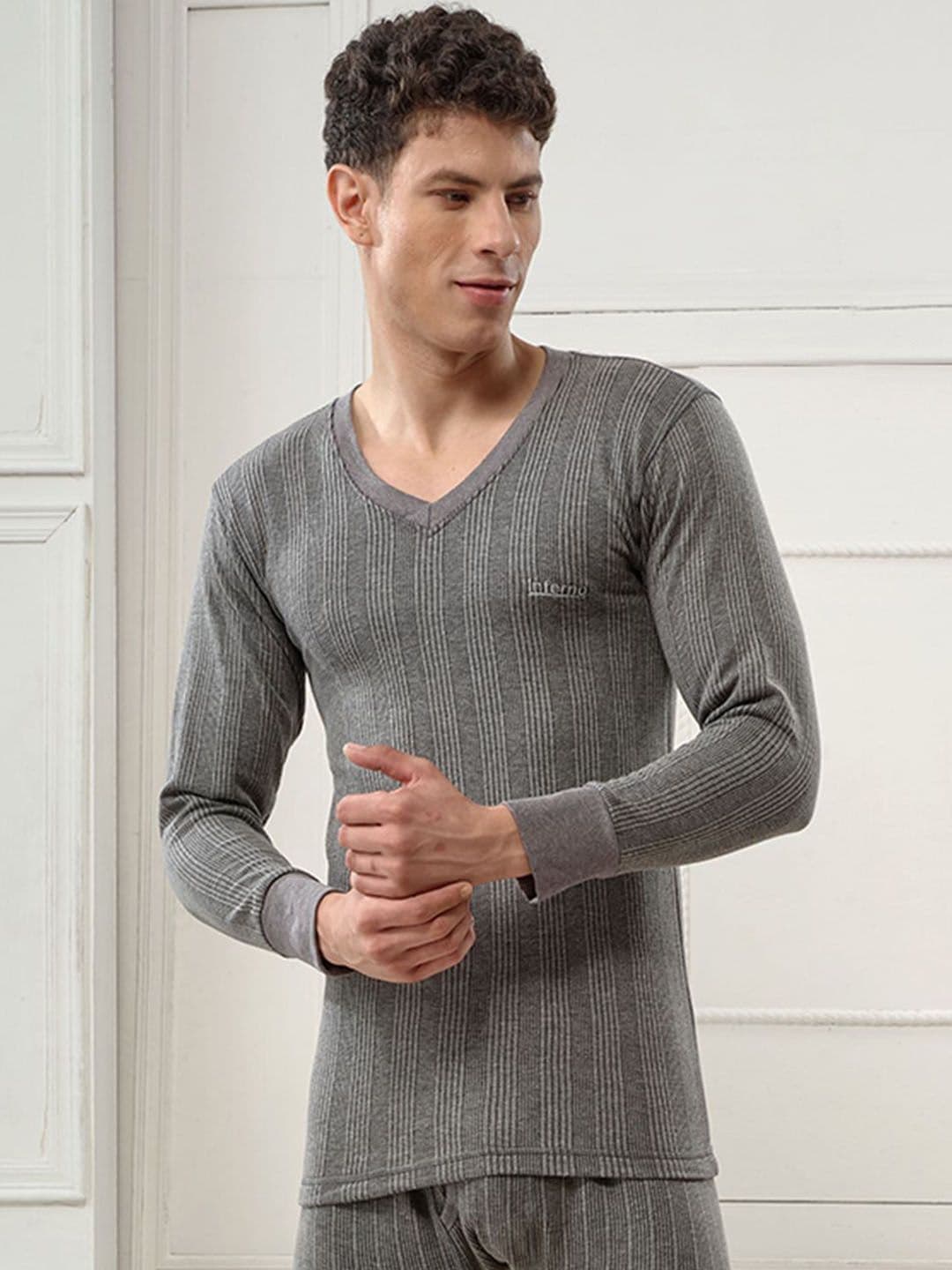 INFERNO Men V Neck Fullslevee Thermal Vest - view 1