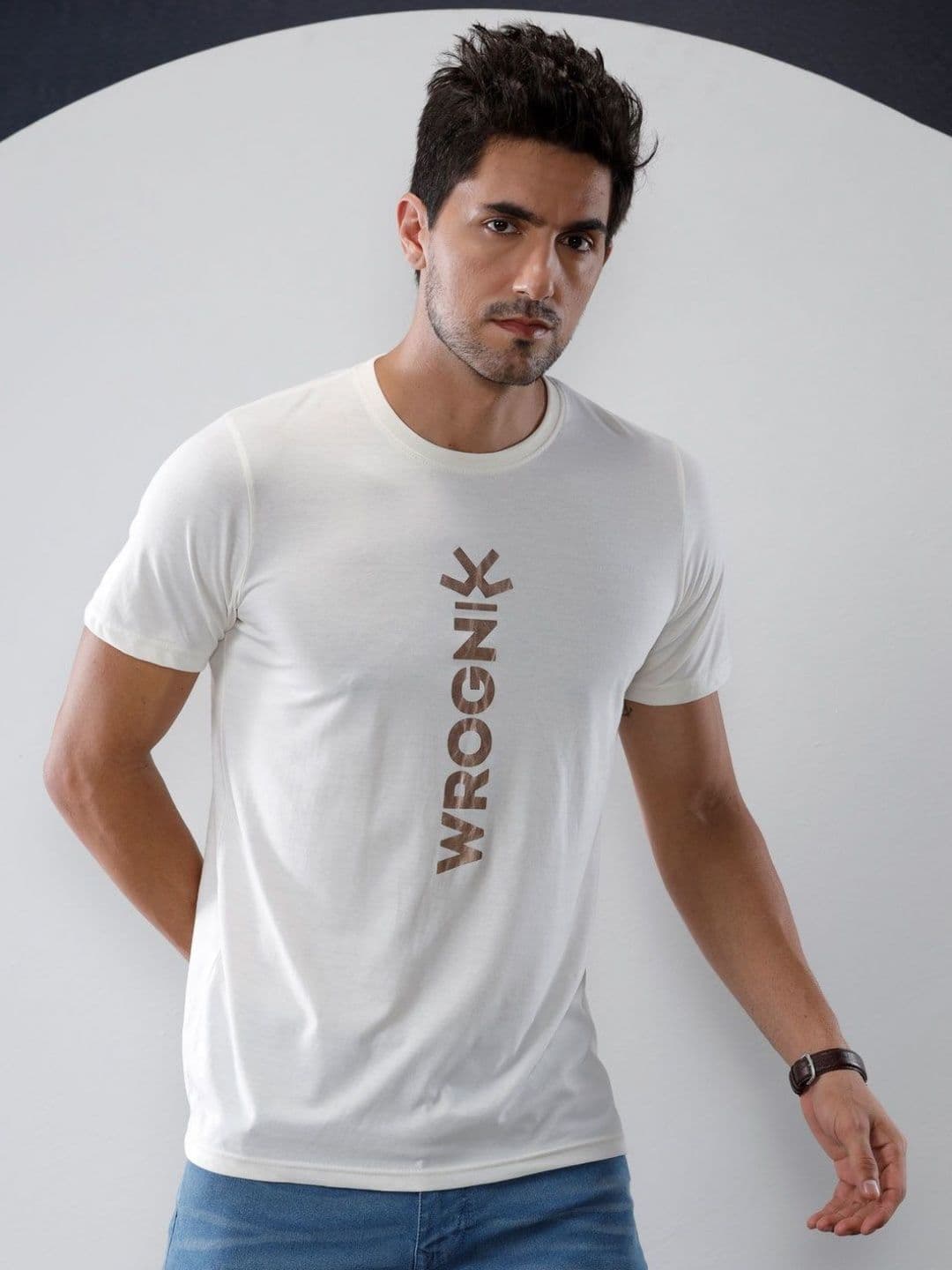 WROGN Men Typography Printed Round Neck Pure Cotton T-shirt - view 1