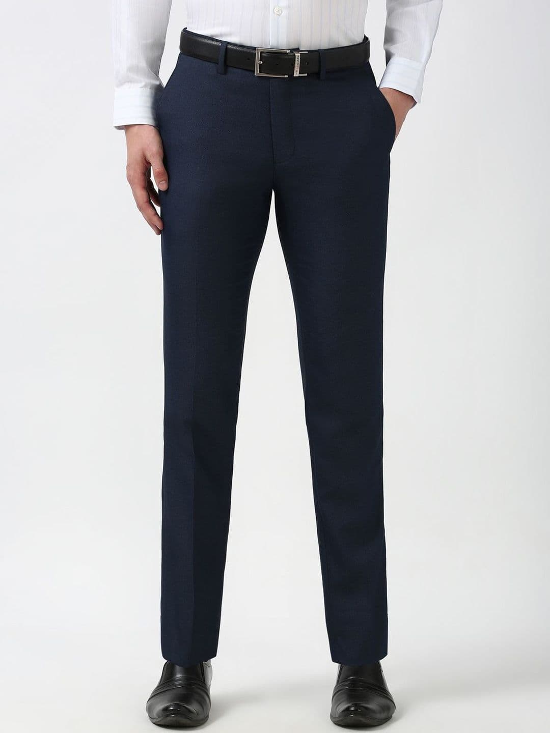 Peter England Men Solid Slim Fit Trousers - view 1