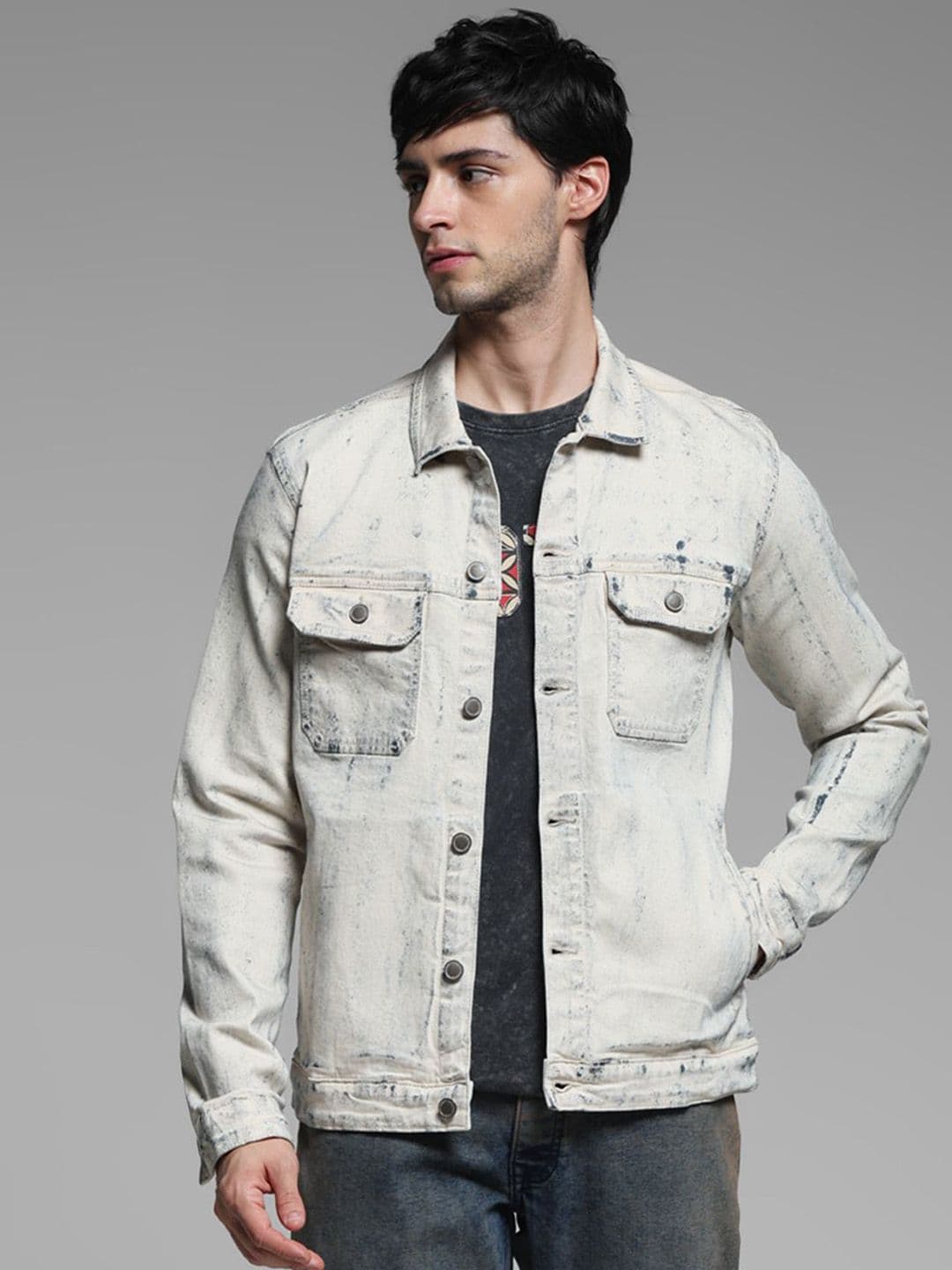 Jack & Jones Men Denim Jacket with Patchwork - view 1