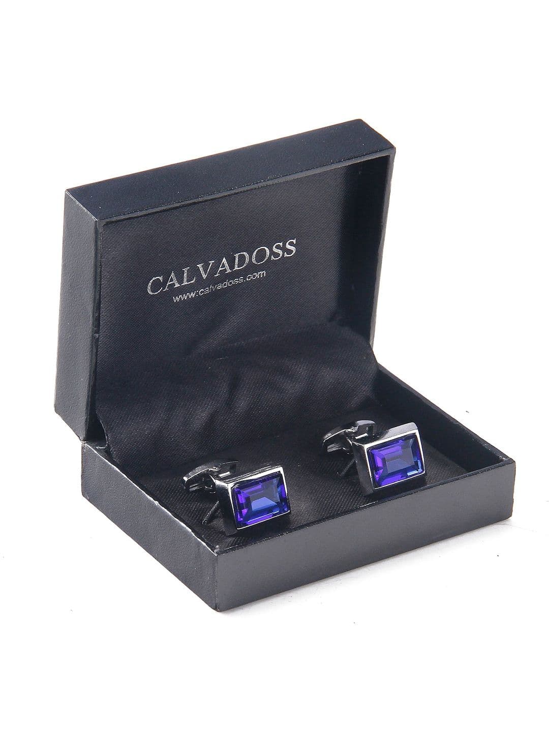 Calvadoss Silver-Plated Stainless Steel Rectangle Cufflinks - view 1
