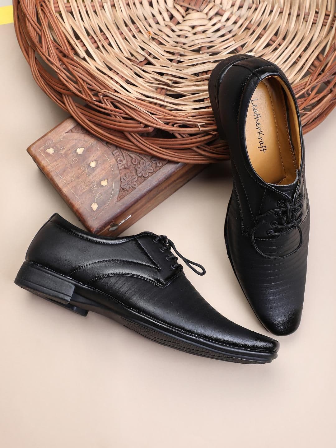 LeatherKraft Men Stacked Heel Lace-Up Formal Derbys - view 1