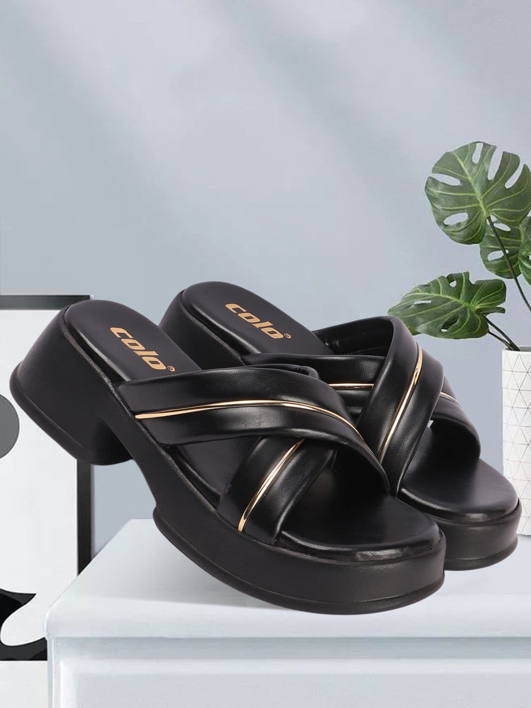 Colo Women Solid Open Toe Platform Heel Sandals - view 1