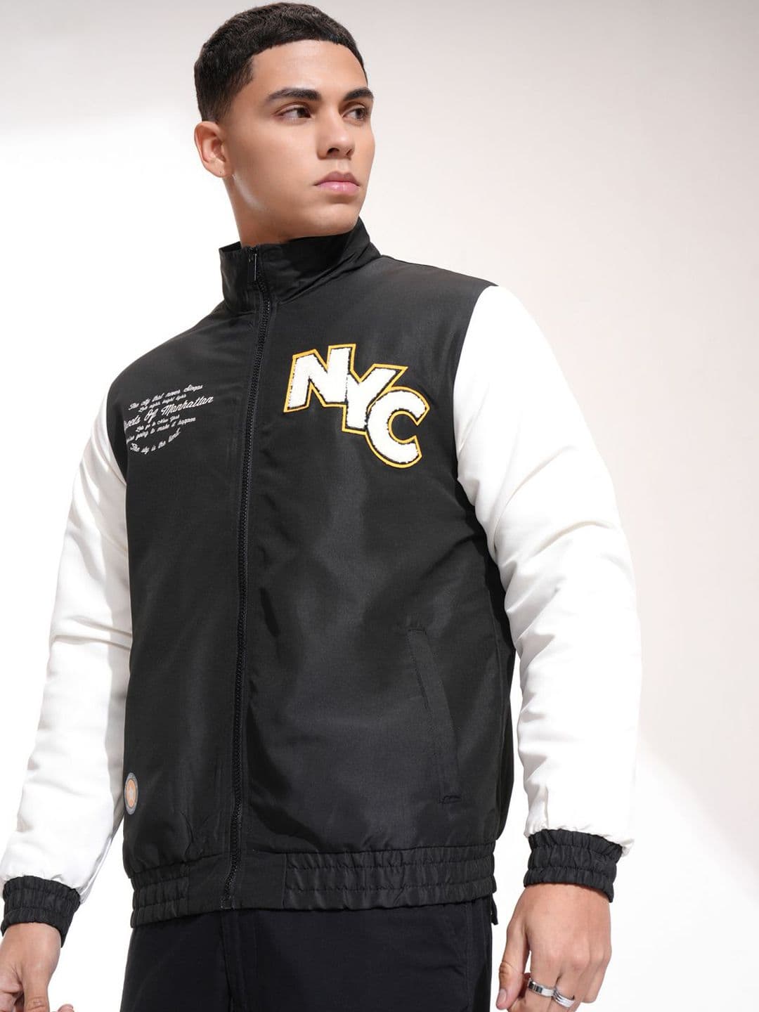 HIGHLANDER Men Mock Collar Typography Printed Casual Bomber Jacket - view 1