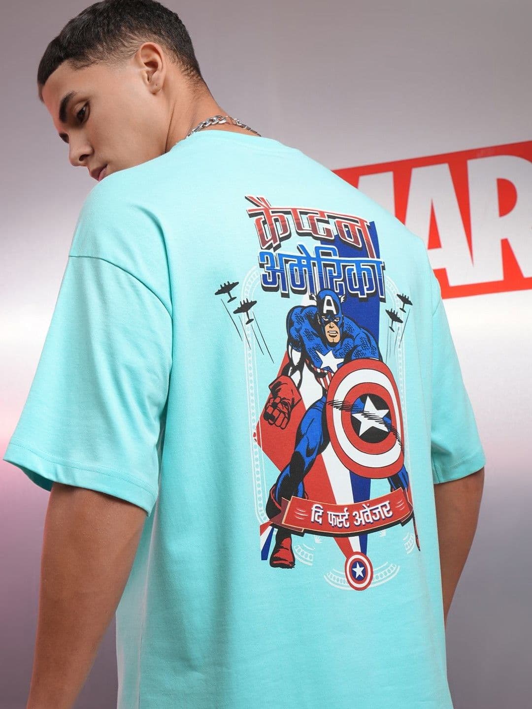 HIGHLANDER Men Captain America Printed Cotton Oversized Tshirt - view 1