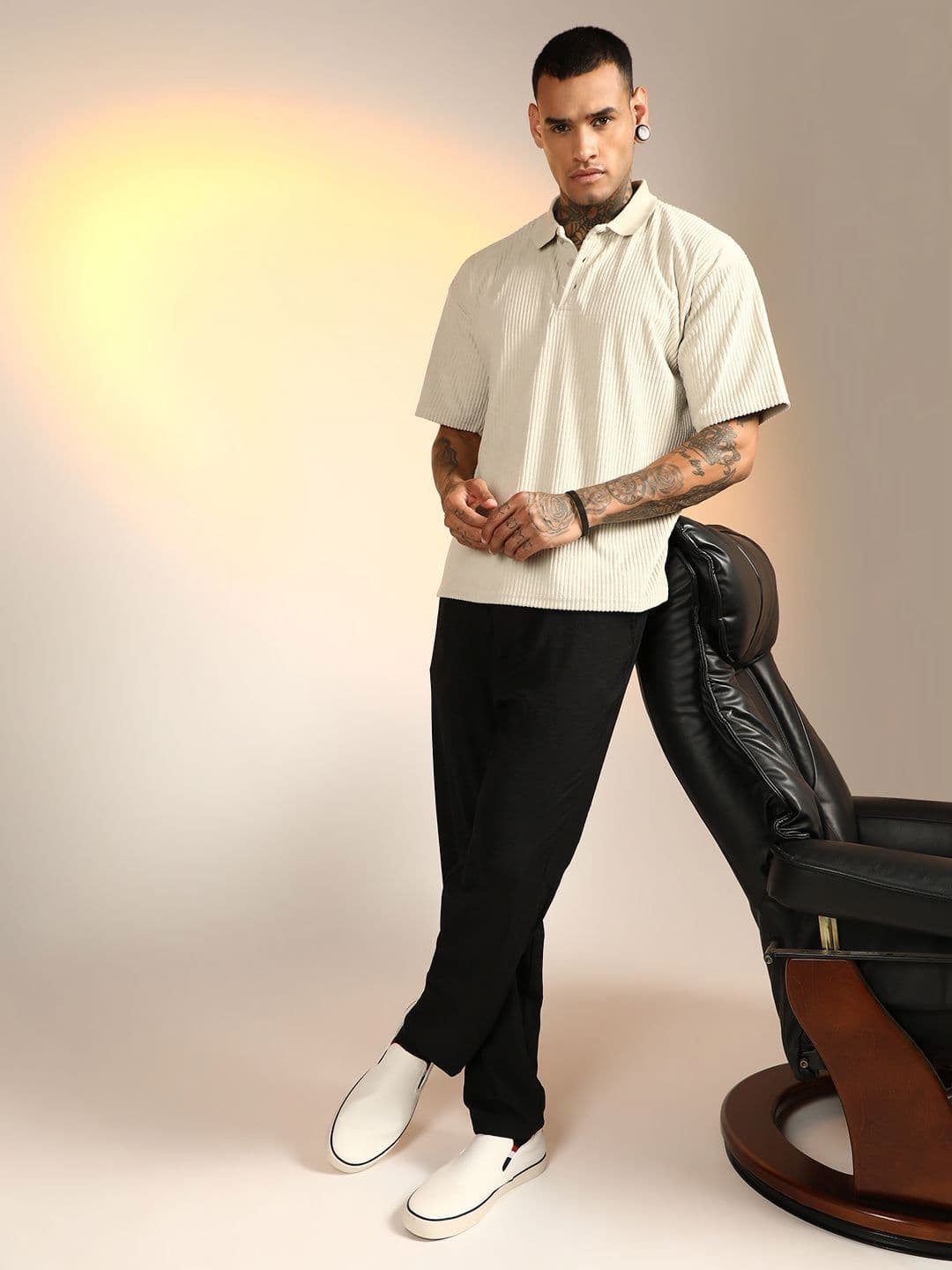CAHOOT Men Self Design Polo Collar Cotton T-shirt - view 1