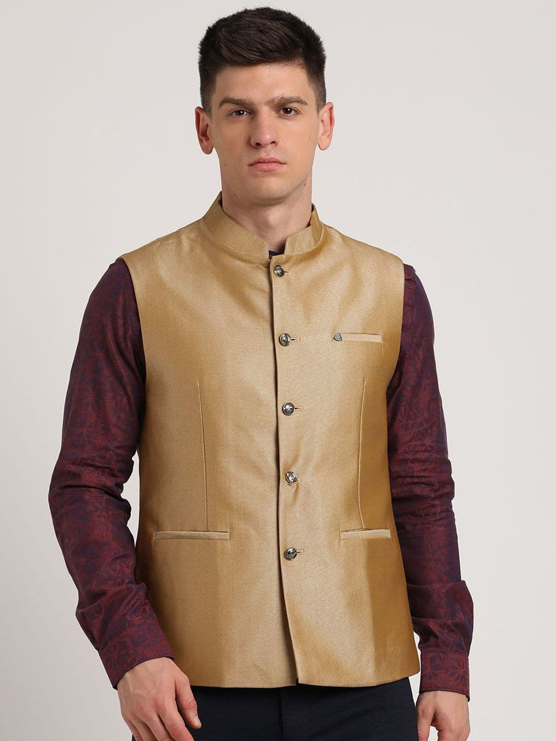 Turtle Men Texture Nehru Jacket - view 1