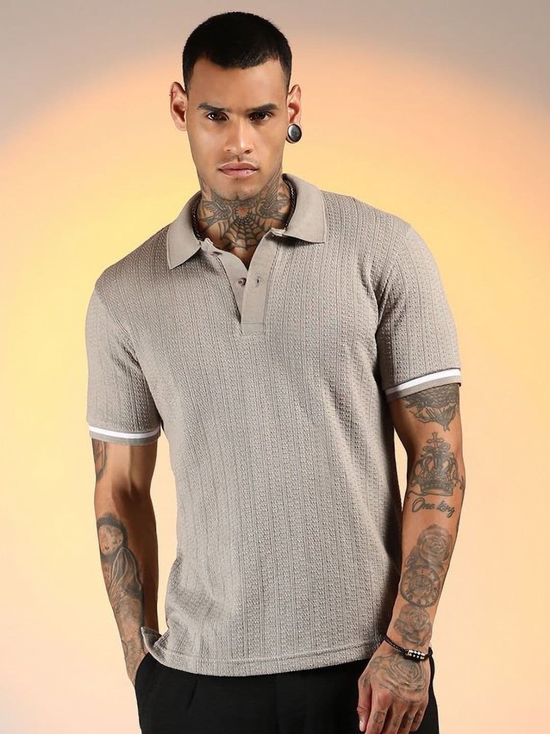 CAHOOT Men Self Design Polo Collar Cotton T-shirt - view 1