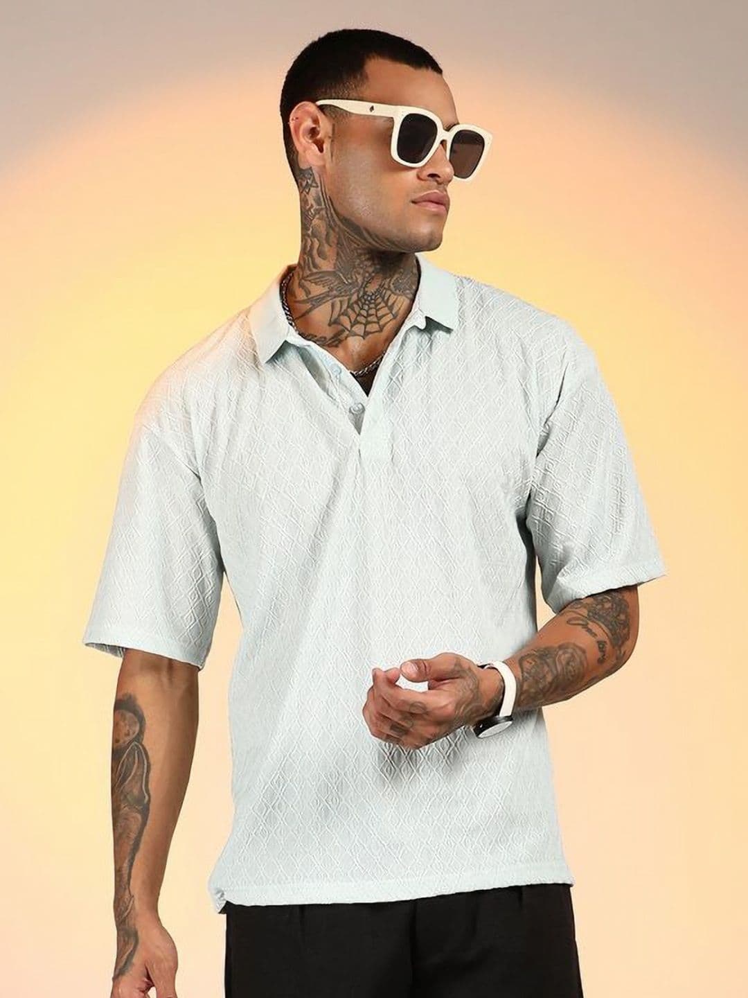 CAHOOT Men Self Design Polo Collar Cotton T-shirt - view 1