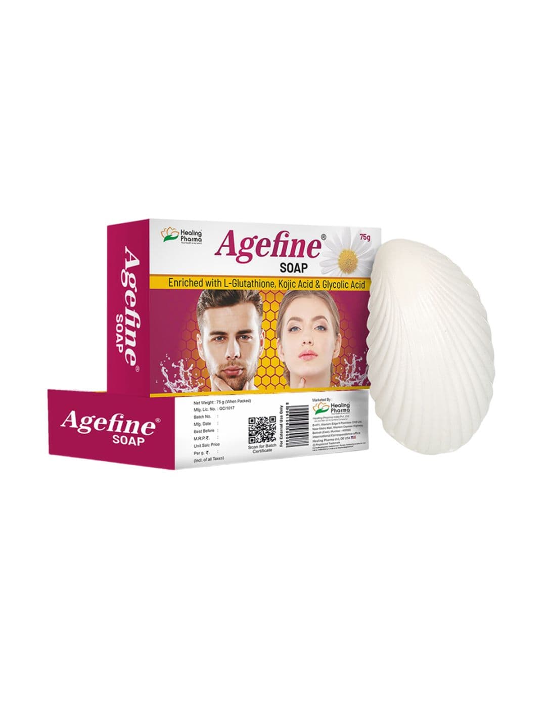 Healing Pharma Set Of 2 Agefine L Glutathione/Kojic Acid Soap 75 g Each - view 1