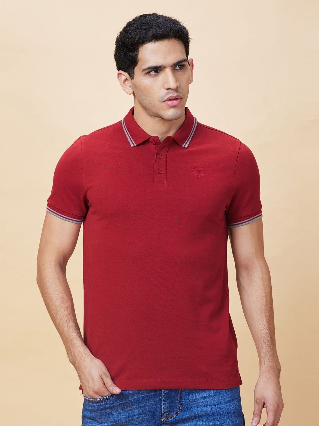 Being Human Men Solid Polo Collar Cotton T-shirt - view 1