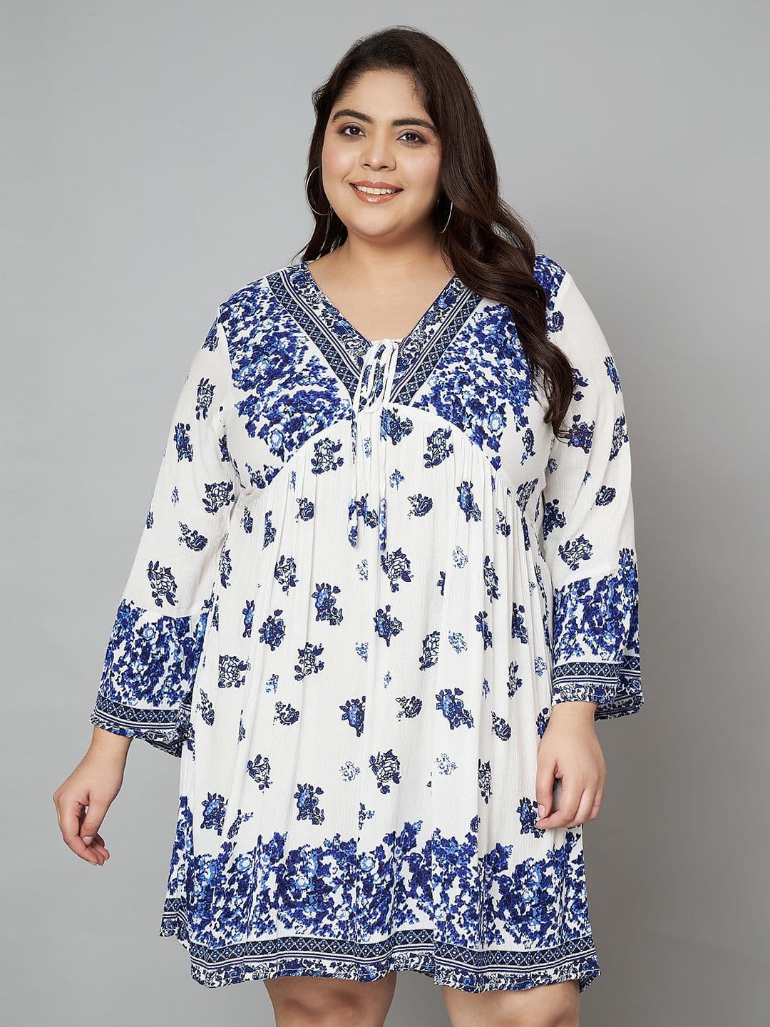 VELDRESS Women Floral Printed V-neck Fit & Flare Mini Dress - view 1