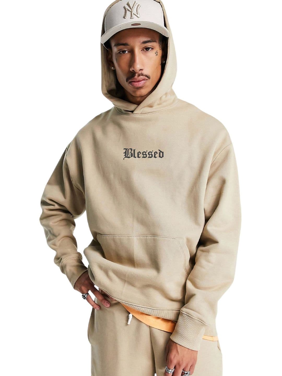 Be Savage Men Typography Printed Hooded Oversized Sweatshirt - view 1