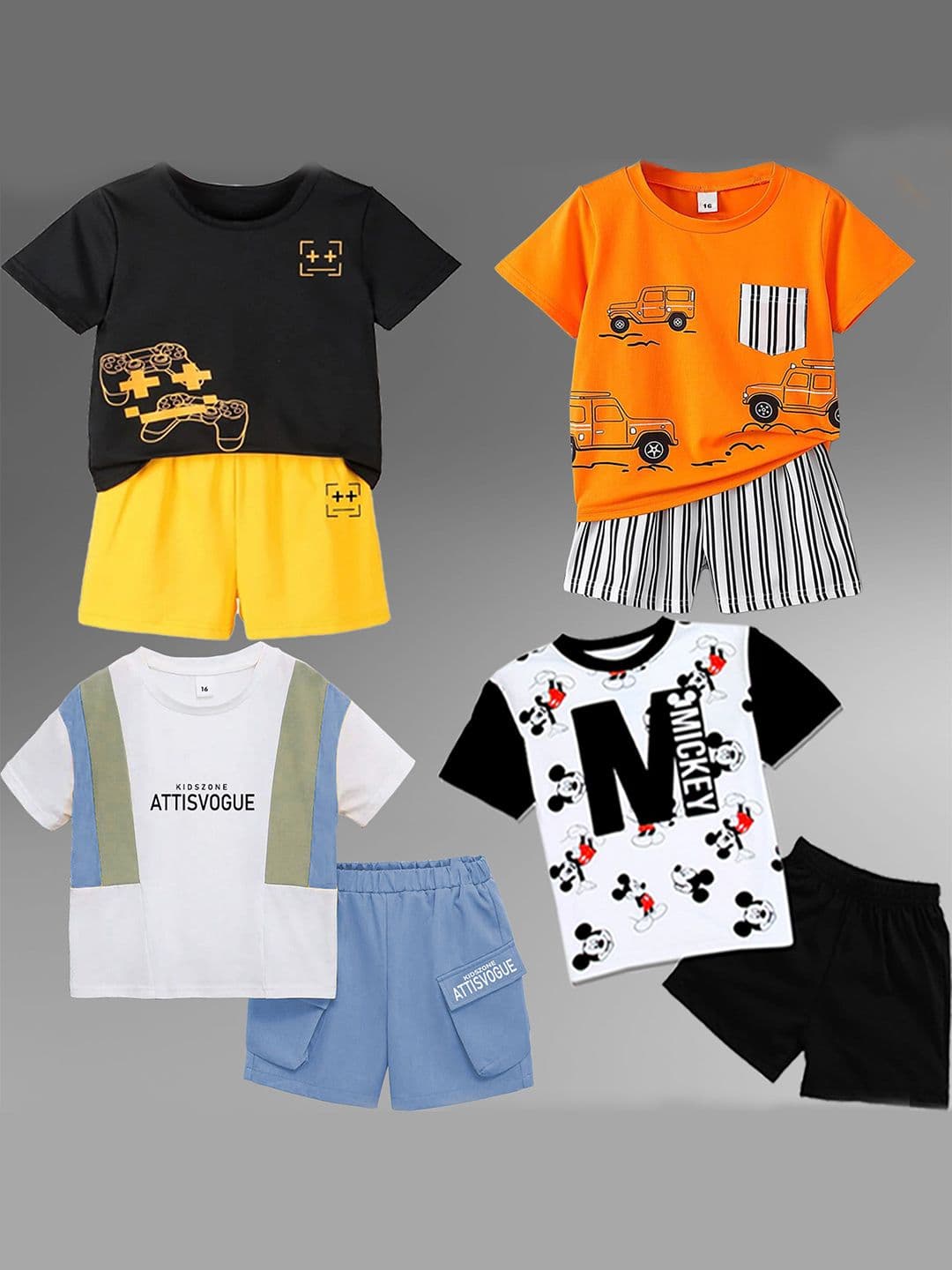 BAESD Kids Pack Of 4 Printed Pure Cotton T-shirt with Shorts - view 1
