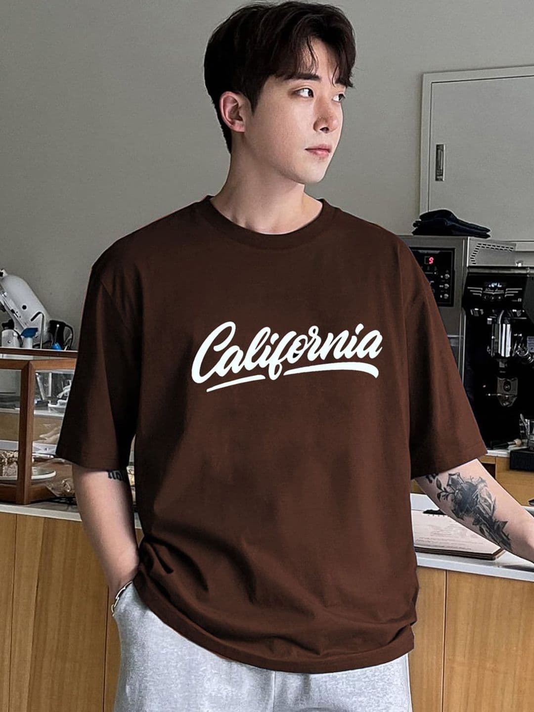 CLAFOUTIS Men Typography Printed Round Neck Cotton Oversized T-shirt - view 1