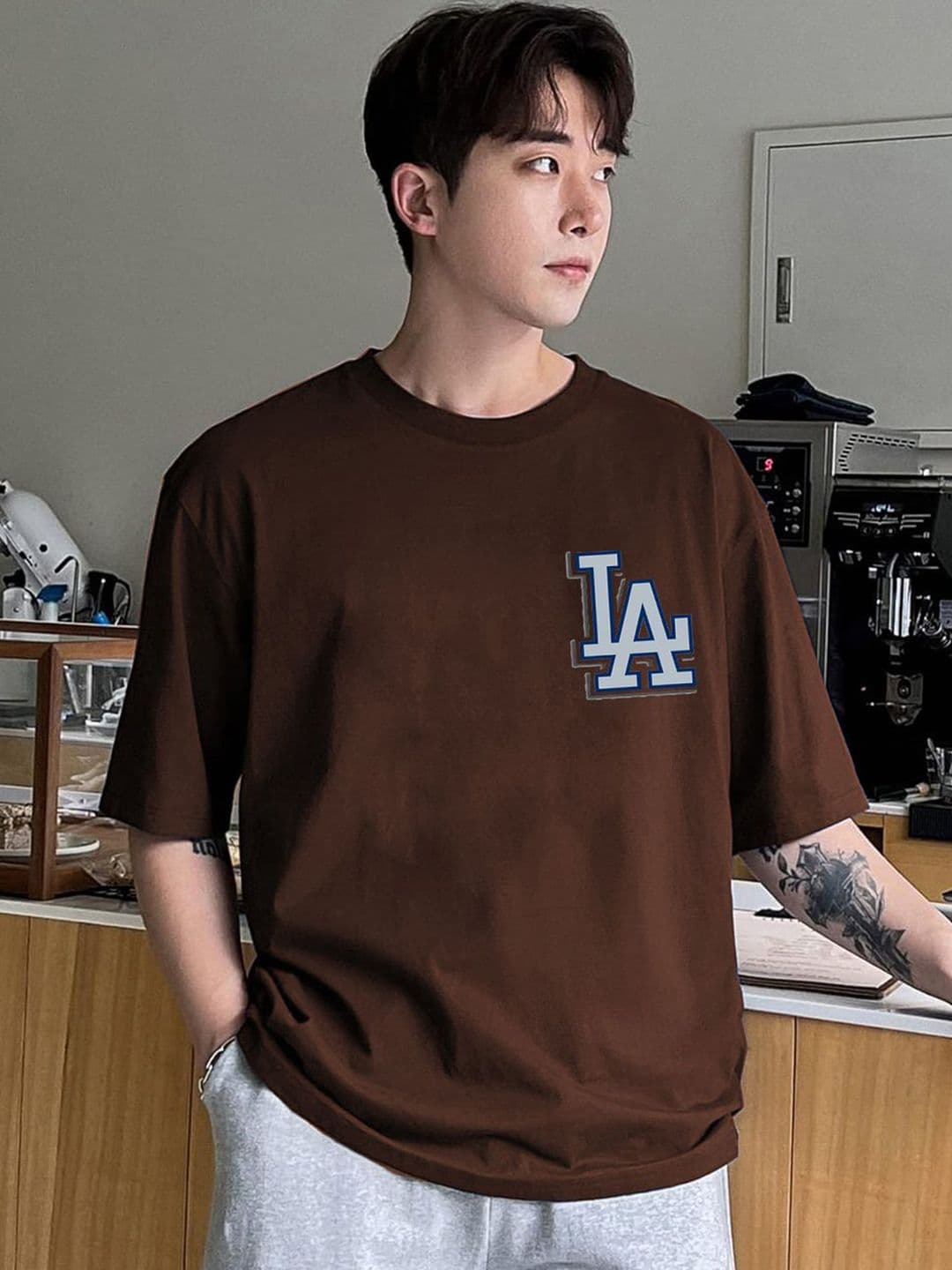 CLAFOUTIS Men Typography Printed Round Neck Cotton Oversized T-shirt - view 1