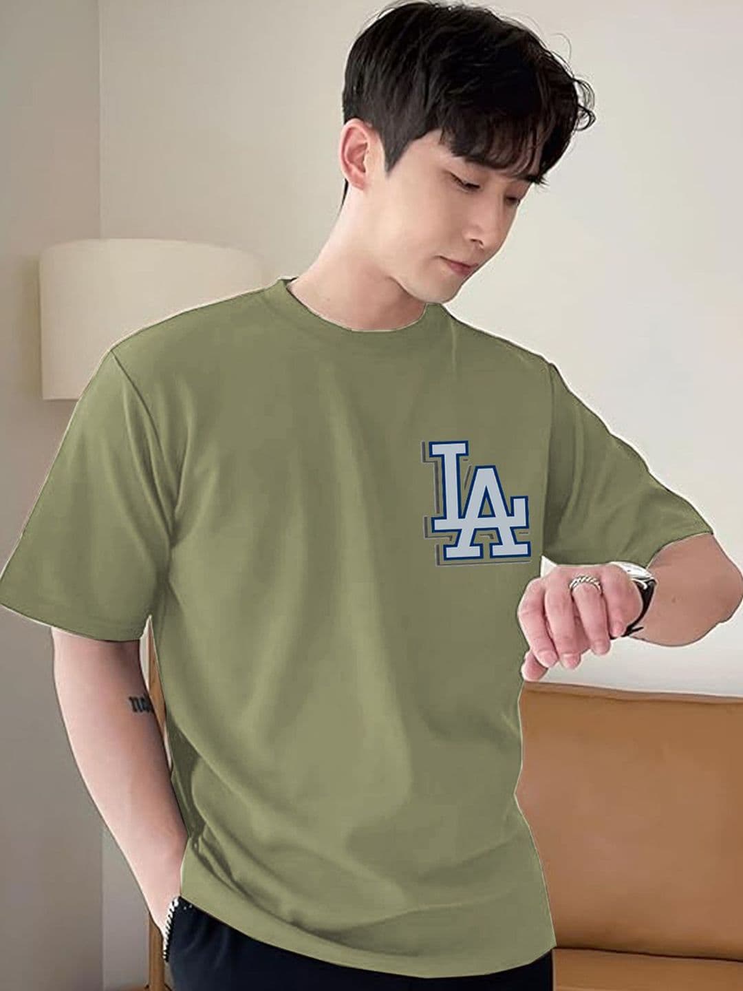 CLAFOUTIS Men Typography Printed Drop-Shoulder Sleeves Applique T-shirt - view 1