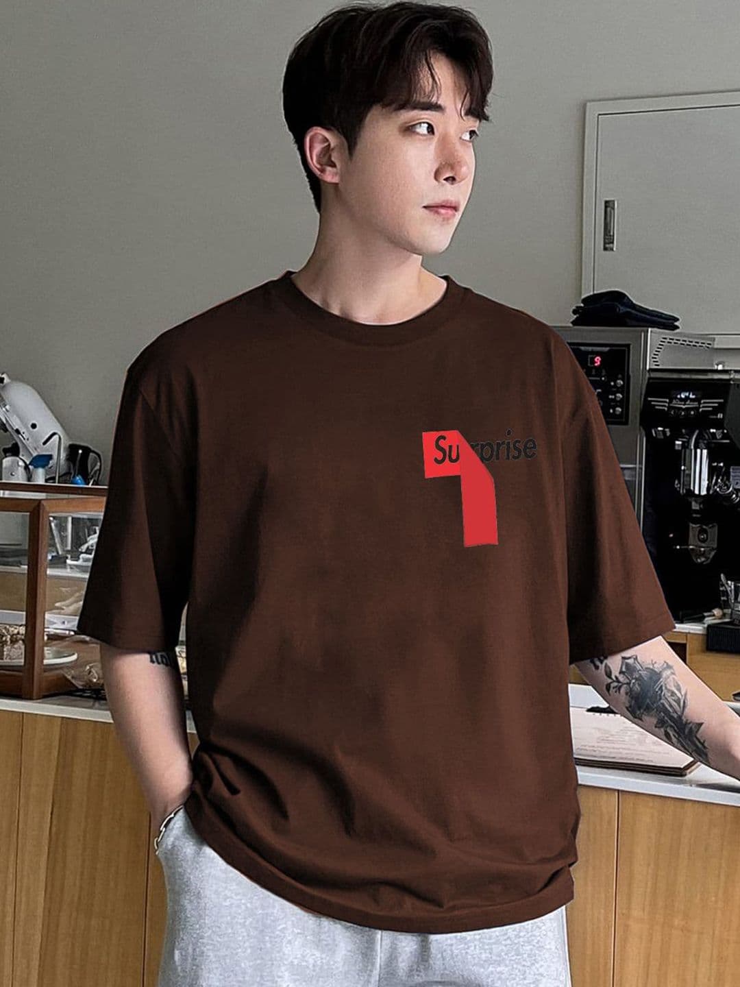 CLAFOUTIS Men Typography Printed Round Neck Cotton Oversized T-shirt - view 1