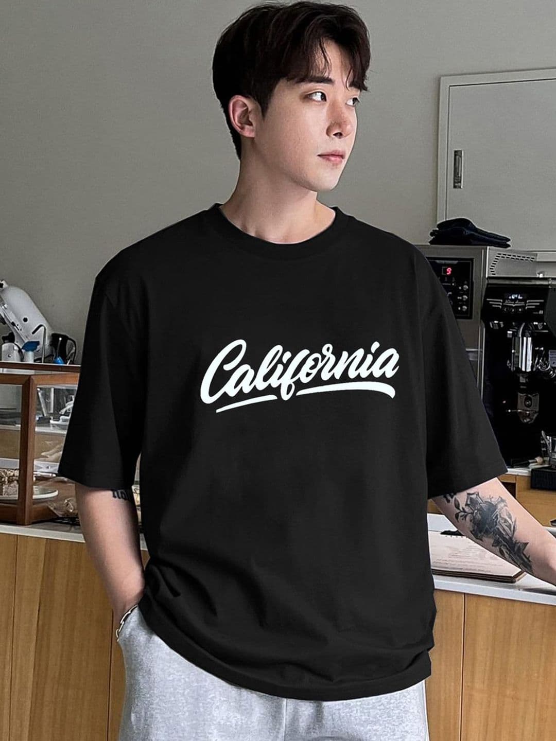 Genzy Men California Typography Printed Oversized T-shirt - view 1