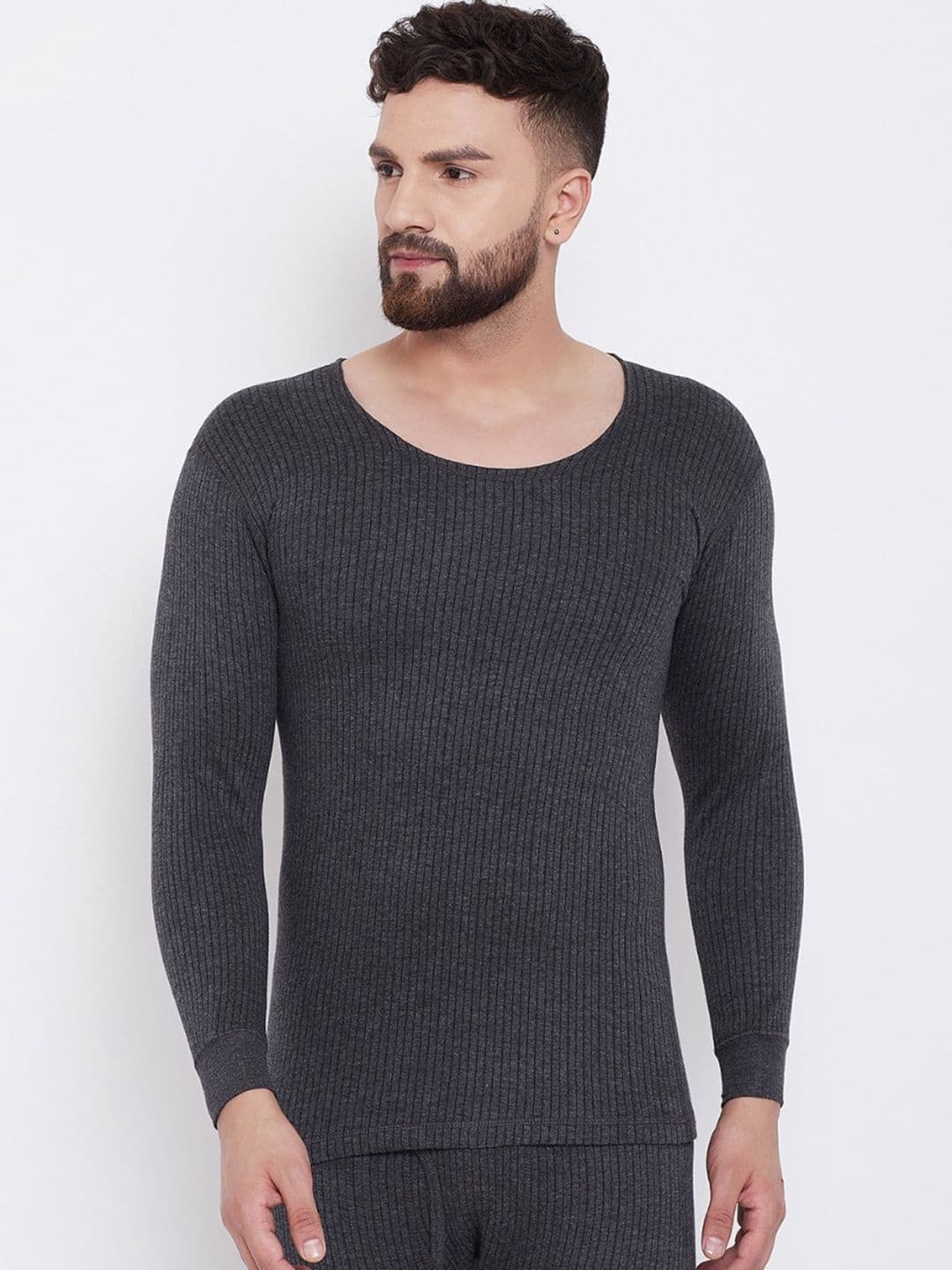 NEVA Men Striped Slim-Fit Thermal Top - view 1