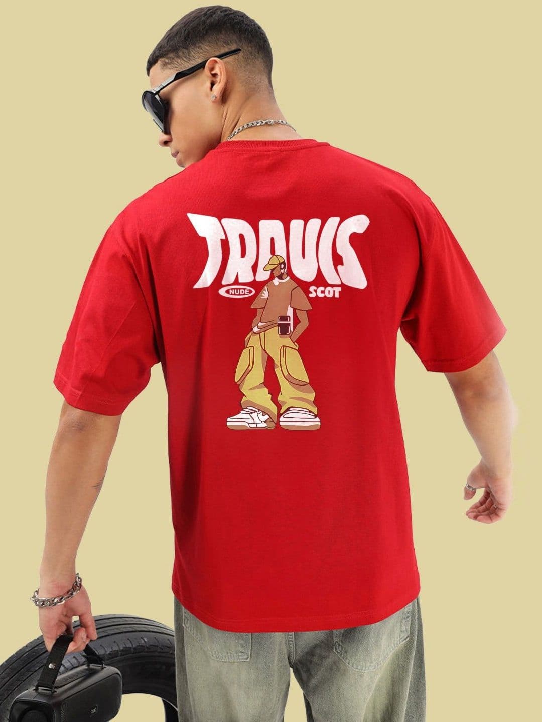 BDSQUARE Men Printed Drop-Shoulder Sleeves Applique T-shirt - view 1