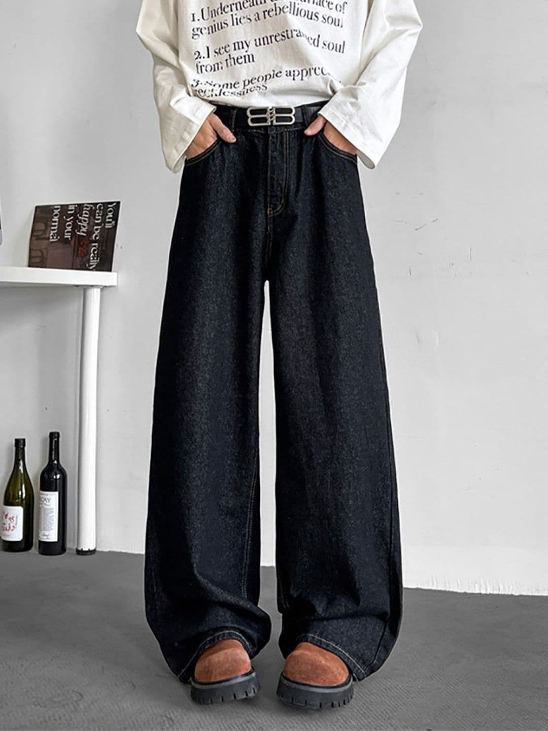 StyleCast x Revolte Men Wide Leg Light Fade Jeans - view 1