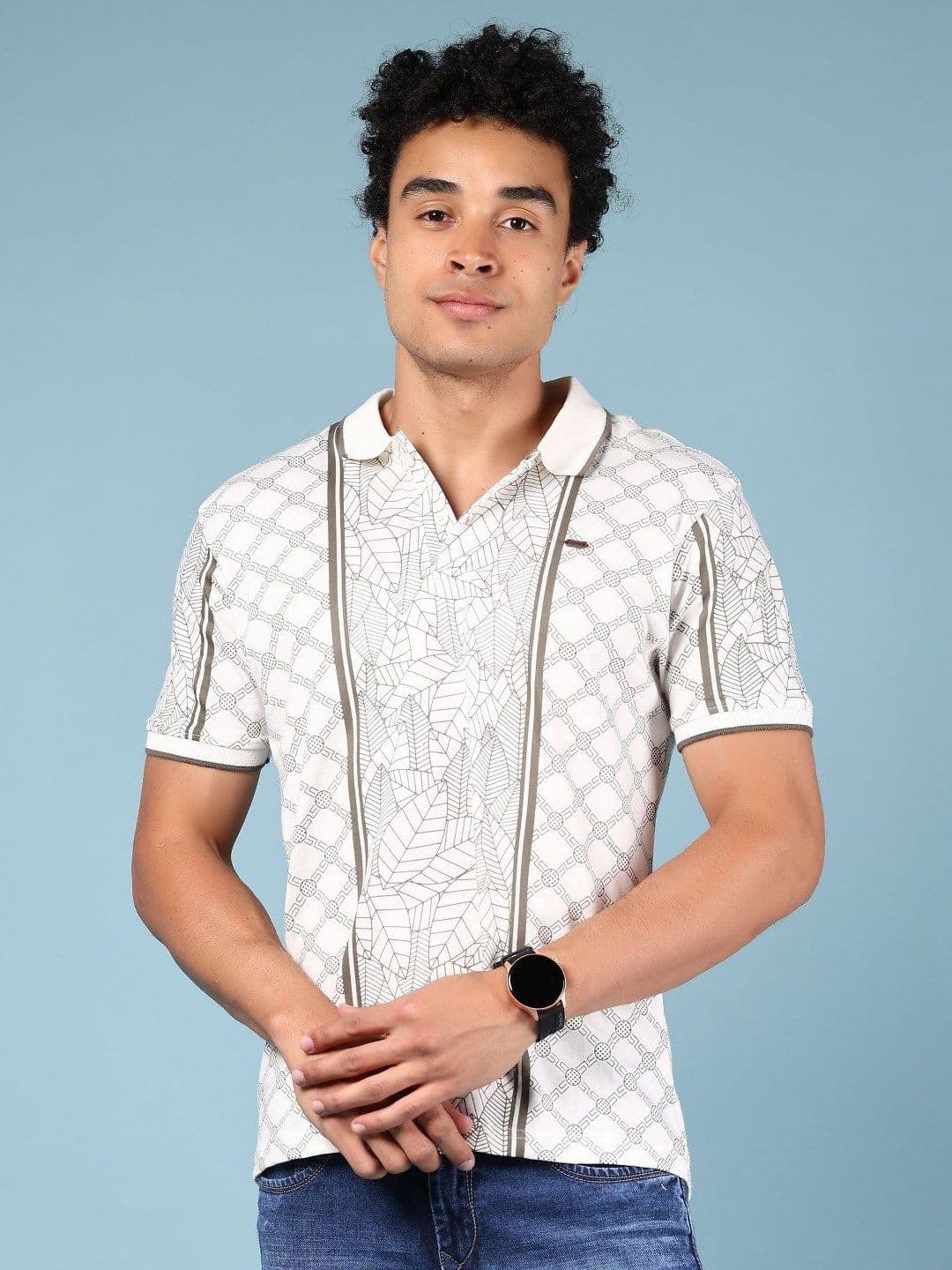 V-Mart Men Printed Polo Collar Pockets T-shirt - view 1