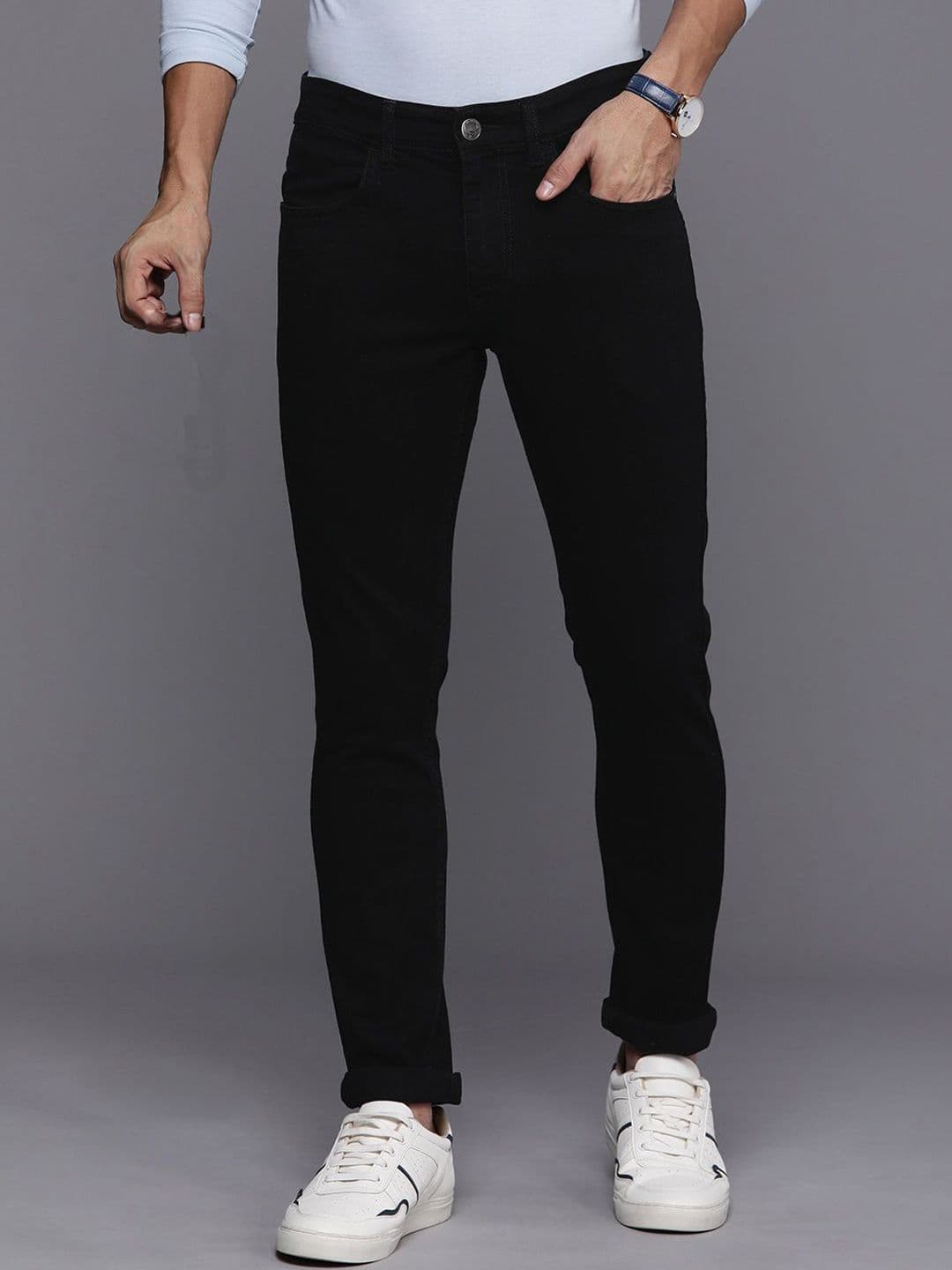 fineblu Men Slim Fit Slash Knee Stretchable Jeans - view 1