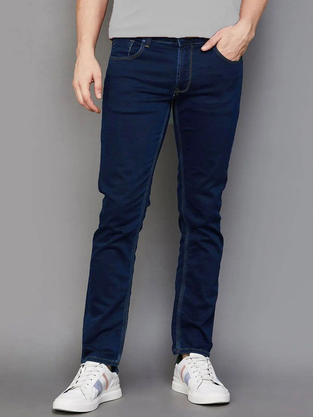 fineblu Men Slim Fit Low Distress Stretchable Jeans - view 1