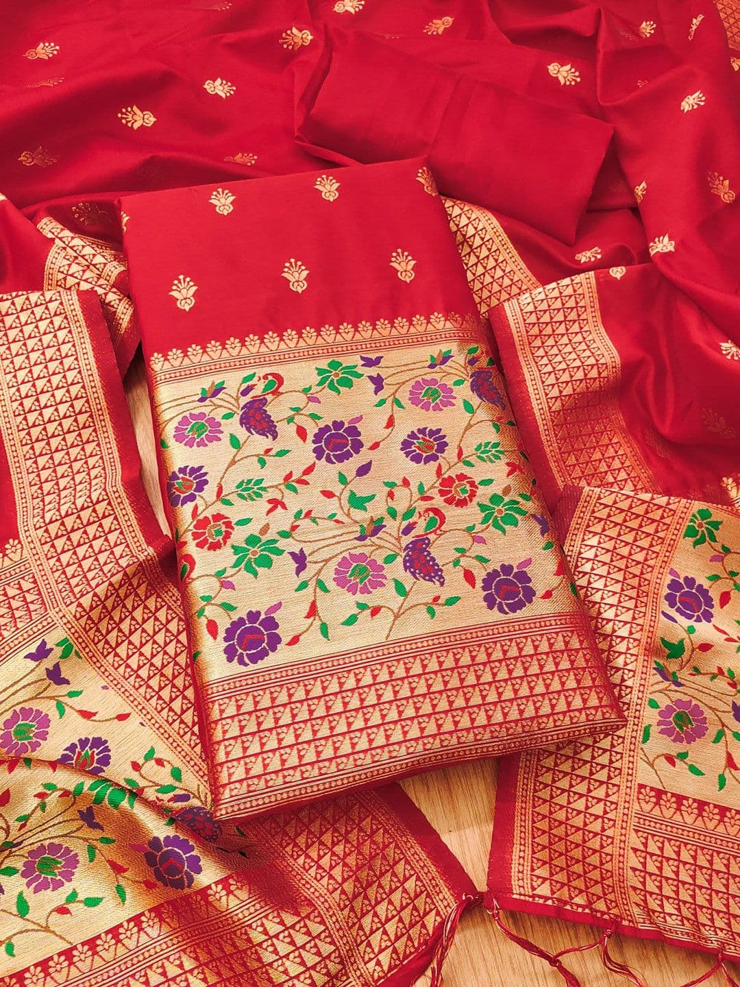 KALINI Ethnic Motifs Woven Design Zari Unstitched Dress Material - view 1