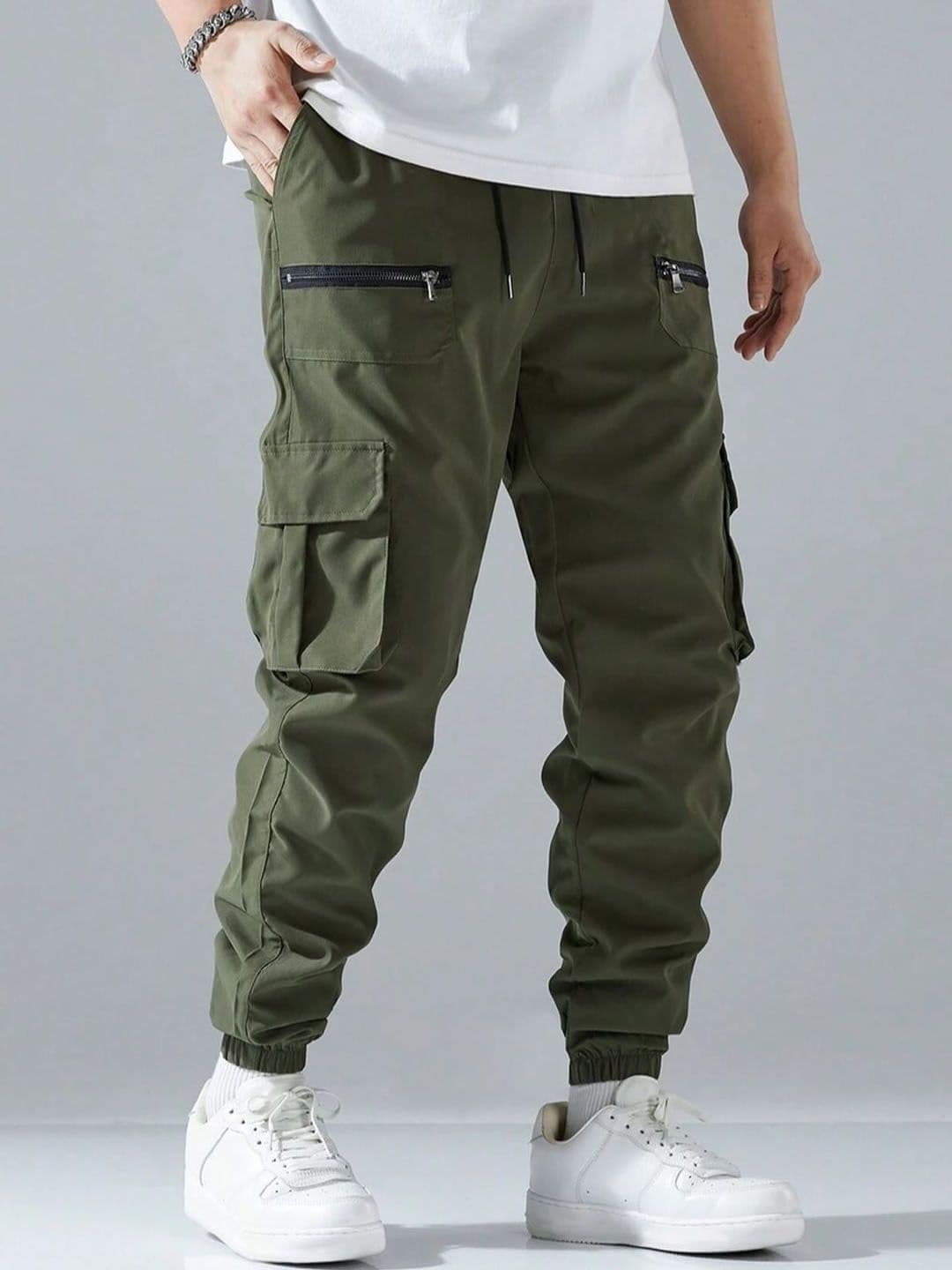 R.Code by The Roadster Life Co. Men High-Rise Cotton Cargos Trousers - view 1