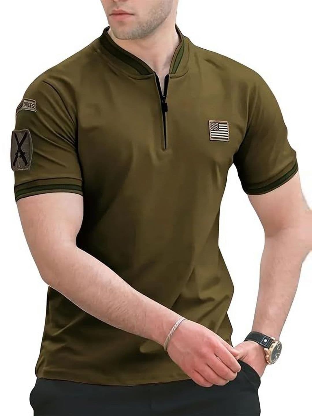 R.Code by The Roadster Life Co. Men Polo Collar T-shirt - view 1