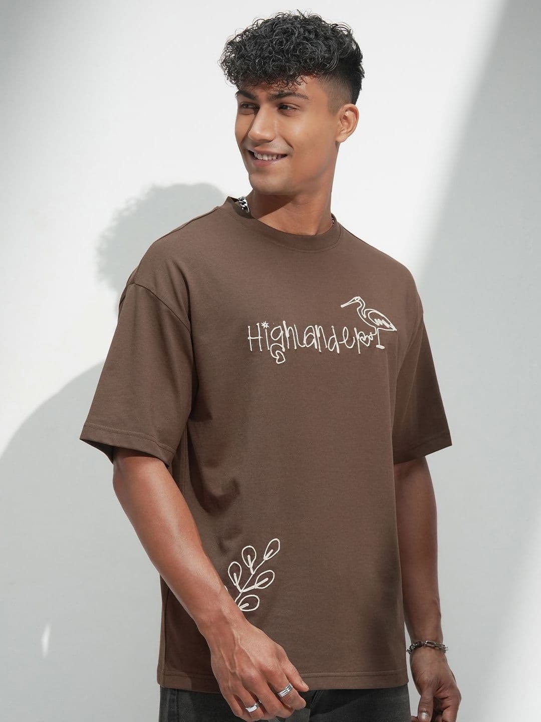 HIGHLANDER Men Typography Printed Round Neck Oversized T-shirt - view 1