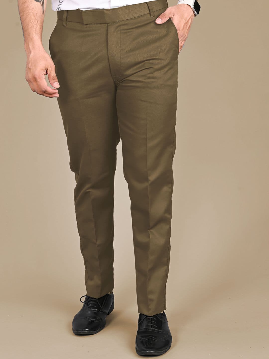 MANCREW Men Tailored Regular Fit Mid-Rise Cotton Formal Trouser - view 1