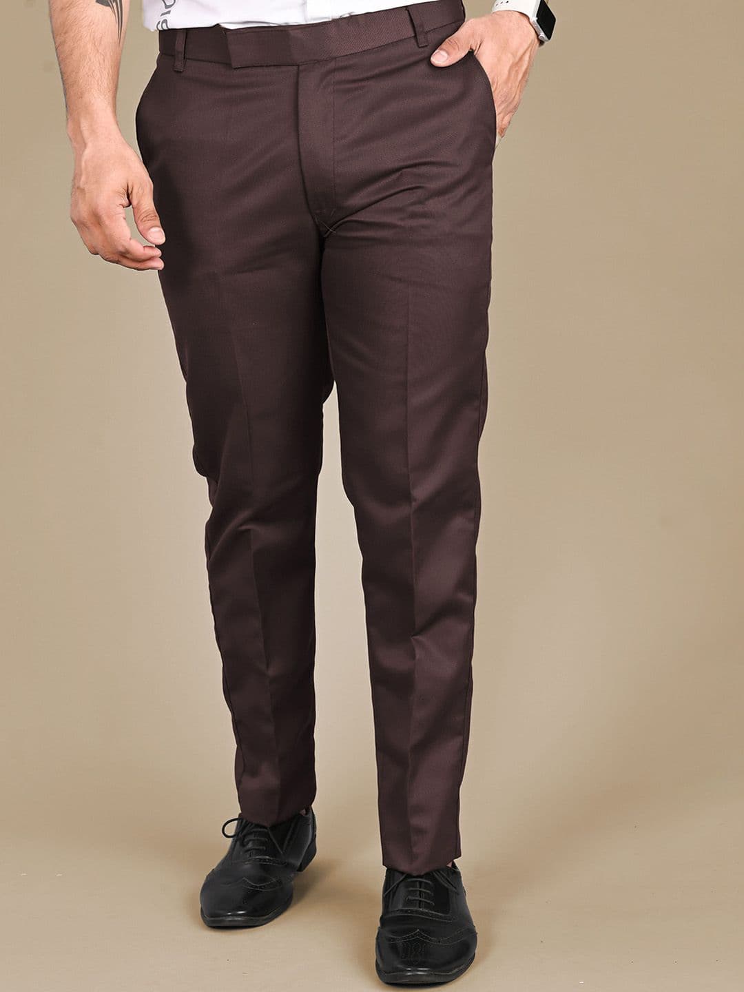 MANCREW Men Tailored Regular Fit Cotton Formal Trousers - view 1