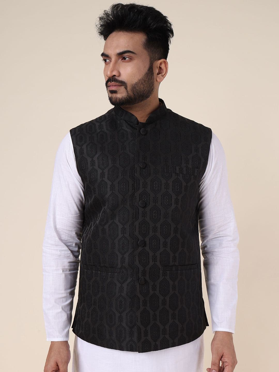 W & G Woven Design Nehru Jacket - view 1