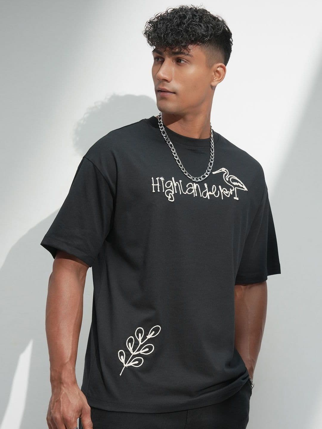 HIGHLANDER Men Typography Printed Round Neck Oversized T-shirt - view 1